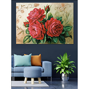 Klasik Gül Boyama Dekoratif Kanvas - Mdf Ahşap Tablo