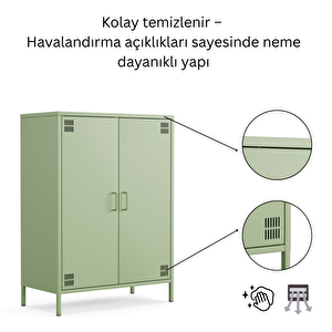 Pera Metal Dolap 2 Kapılı 80,50 X 40 X 109,50 Cm - Ral 6011 Yeşil