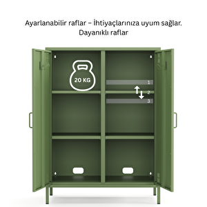 Pera Metal Dolap 2 Kapılı 80,50 X 40 X 109,50 Cm - Ral 6011 Yeşil