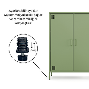 Pera Metal Dolap 2 Kapılı 80,50 X 40 X 109,50 Cm - Ral 6011 Yeşil