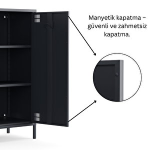 Pera Metal Dolap 2 Kapılı 80,50 X 40 X 109,50 Cm - Ral 7016 Antrasit