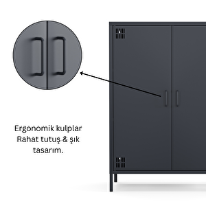 Pera Metal Dolap 2 Kapılı 80,50 X 40 X 109,50 Cm - Ral 7016 Antrasit