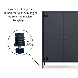 Pera Metal Dolap 2 Kapılı 80,50 X 40 X 109,50 Cm - Ral 7016 Antrasit