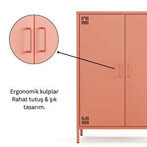 Pera Metal Dolap 2 Kapılı 80,50 X 40 X 109,50 Cm - Ral 3022 Somon