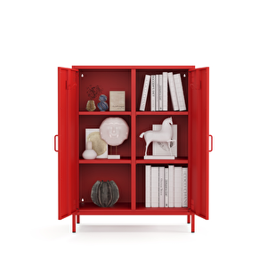 Pera Metal Dolap 2 Kapılı 80,50 X 40 X 109,50 Cm - Ral 3020 Kırmızı Ral 3020