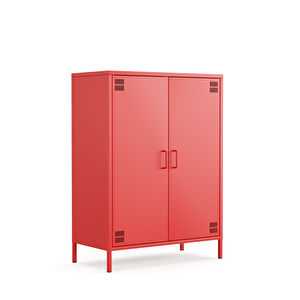 Pera Metal Dolap 2 Kapılı 80,50 X 40 X 109,50 Cm - Ral 3020 Kırmızı