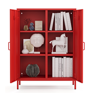 Pera Metal Dolap 2 Kapılı 80,50 X 40 X 109,50 Cm - Ral 3020 Kırmızı