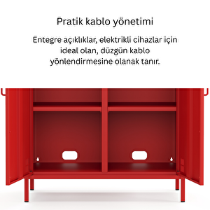 Pera Metal Dolap 2 Kapılı 80,50 X 40 X 109,50 Cm - Ral 3020 Kırmızı