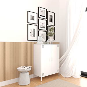 Pera Metal Dolap 2 Kapılı 80,50 X 40 X 109,50 Cm - Ral 9016 Beyaz Ral 9016
