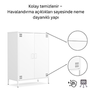Pera Metal Dolap 2 Kapılı 80,50 X 40 X 109,50 Cm - Ral 9016 Beyaz