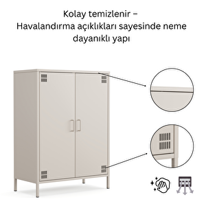 Pera Metal Dolap 2 Kapılı 80,50 X 40 X 109,50 Cm - Bej Rengi
