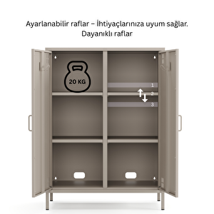 Pera Metal Dolap 2 Kapılı 80,50 X 40 X 109,50 Cm - Bej Rengi