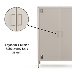 Pera Metal Dolap 2 Kapılı 80,50 X 40 X 109,50 Cm - Bej Rengi
