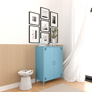 Pera Metal Dolap 2 Kapılı 80,50 X 40 X 109,50 Cm - Ral 5024 Mavi Ral 5024