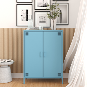 Pera Metal Dolap 2 Kapılı 80,50 X 40 X 109,50 Cm - Ral 5024 Mavi Ral 5024