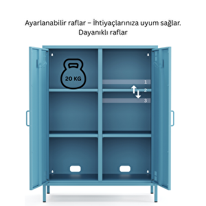 Pera Metal Dolap 2 Kapılı 80,50 X 40 X 109,50 Cm - Ral 5024 Mavi