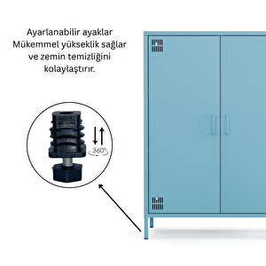 Pera Metal Dolap 2 Kapılı 80,50 X 40 X 109,50 Cm - Ral 5024 Mavi