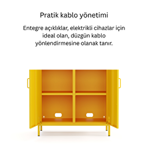 Pera Metal Dolap 2 Kapılı 80,50 X 40 X 109,50 Cm - Ral 1018 Sarı