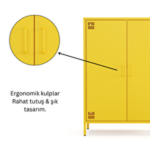 Pera Metal Dolap 2 Kapılı 80,50 X 40 X 109,50 Cm - Ral 1018 Sarı