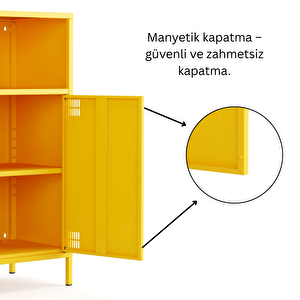 Pera Metal Dolap 2 Kapılı, Açık Raflı 80,50 X 40 X 109,50 Cm - Ral 1018 Sarı