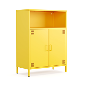 Pera Metal Dolap 2 Kapılı, Açık Raflı 80,50 X 40 X 109,50 Cm - Ral 1018 Sarı Ral 1018