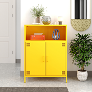 Pera Metal Dolap 2 Kapılı, Açık Raflı 80,50 X 40 X 109,50 Cm - Ral 1018 Sarı Ral 1018