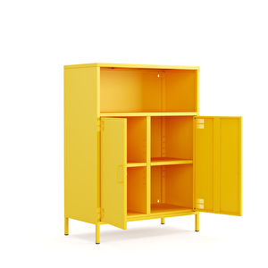 Pera Metal Dolap 2 Kapılı, Açık Raflı 80,50 X 40 X 109,50 Cm - Ral 1018 Sarı