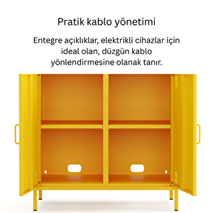 Pera Metal Dolap 2 Kapılı, Açık Raflı 80,50 X 40 X 109,50 Cm - Ral 1018 Sarı