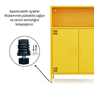Pera Metal Dolap 2 Kapılı, Açık Raflı 80,50 X 40 X 109,50 Cm - Ral 1018 Sarı