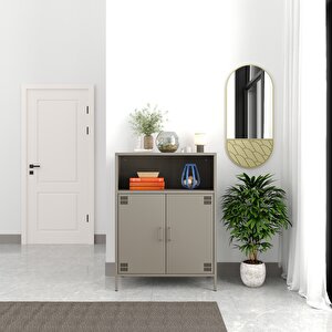 Pera Metal Dolap 2 Kapılı, Açık Raflı 80,50 X 40 X 109,50 Cm - Ral 7039 Antrasit Ral 7039