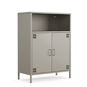 Pera Metal Dolap 2 Kapılı, Açık Raflı 80,50 X 40 X 109,50 Cm - Ral 7039 Antrasit Ral 7039