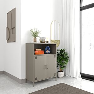 Pera Metal Dolap 2 Kapılı, Açık Raflı 80,50 X 40 X 109,50 Cm - Ral 7039 Antrasit Ral 7039