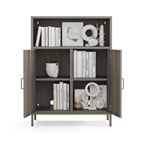 Pera Metal Dolap 2 Kapılı, Açık Raflı 80,50 X 40 X 109,50 Cm - Ral 7039 Antrasit