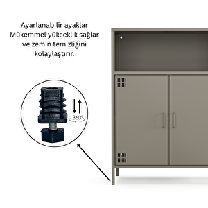 Pera Metal Dolap 2 Kapılı, Açık Raflı 80,50 X 40 X 109,50 Cm - Ral 7039 Antrasit