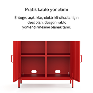 Pera Metal Dolap 2 Kapılı, Açık Raflı 80,50 X 40 X 109,50 Cm - Ral 3020 Kırmızı