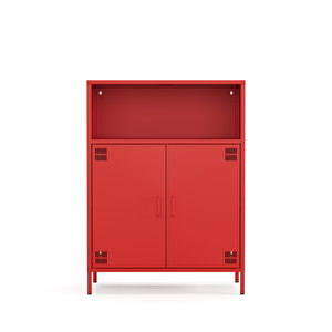 Pera Metal Dolap 2 Kapılı, Açık Raflı 80,50 X 40 X 109,50 Cm - Ral 3020 Kırmızı