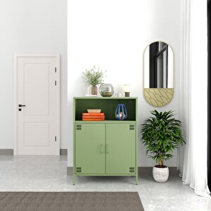 Pera Metal Dolap 2 Kapılı, Açık Raflı 80,50 X 40 X 109,50 Cm - Ral 6011 Yeşil Ral 6011