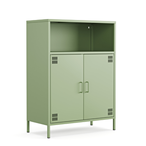 Pera Metal Dolap 2 Kapılı, Açık Raflı 80,50 X 40 X 109,50 Cm - Ral 6011 Yeşil Ral 6011