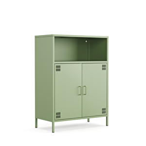 Pera Metal Dolap 2 Kapılı, Açık Raflı 80,50 X 40 X 109,50 Cm - Ral 6011 Yeşil