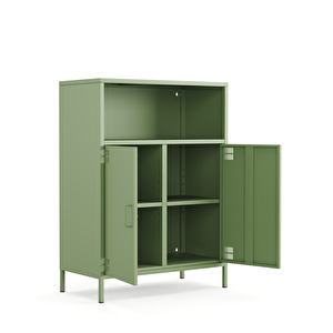 Pera Metal Dolap 2 Kapılı, Açık Raflı 80,50 X 40 X 109,50 Cm - Ral 6011 Yeşil