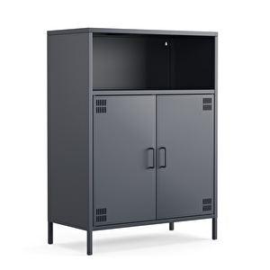 Pera Metal Dolap 2 Kapılı, Açık Raflı 80,50 X 40 X 109,50 Cm - Ral 7016 Antrasit 7016 Antrasit