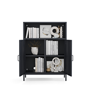 Pera Metal Dolap 2 Kapılı, Açık Raflı 80,50 X 40 X 109,50 Cm - Ral 7016 Antrasit 7016 Antrasit
