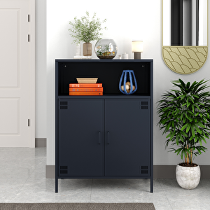 Pera Metal Dolap 2 Kapılı, Açık Raflı 80,50 X 40 X 109,50 Cm - Ral 7016 Antrasit 7016 Antrasit