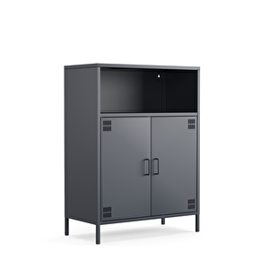 Pera Metal Dolap 2 Kapılı, Açık Raflı 80,50 X 40 X 109,50 Cm - Ral 7016 Antrasit