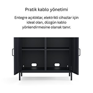 Pera Metal Dolap 2 Kapılı, Açık Raflı 80,50 X 40 X 109,50 Cm - Ral 7016 Antrasit