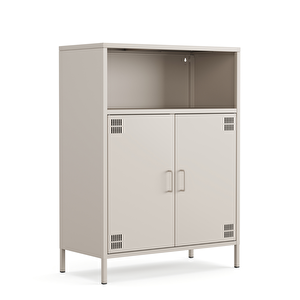 Pera Metal Dolap 2 Kapılı, Açık Raflı 80,50 X 40 X 109,50 Cm - Bej Rengi 1179 Kum Beji