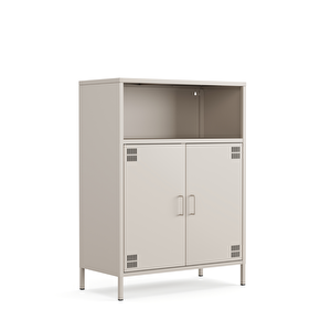 Pera Metal Dolap 2 Kapılı, Açık Raflı 80,50 X 40 X 109,50 Cm - Bej Rengi