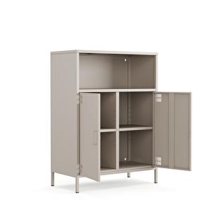 Pera Metal Dolap 2 Kapılı, Açık Raflı 80,50 X 40 X 109,50 Cm - Bej Rengi