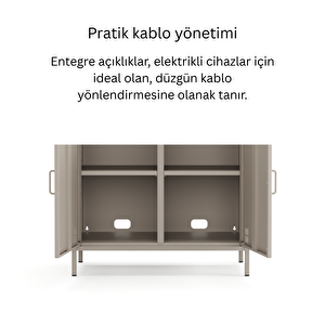 Pera Metal Dolap 2 Kapılı, Açık Raflı 80,50 X 40 X 109,50 Cm - Bej Rengi