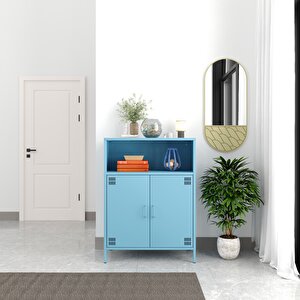 Pera Metal Dolap 2 Kapılı, Açık Raflı 80,50 X 40 X 109,50 Cm - Ral 5024 Mavi Ral 5024